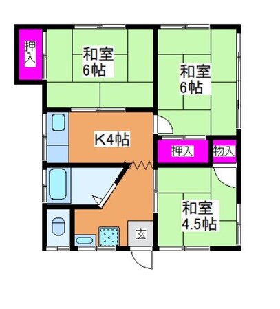 上井手貸家2の物件間取画像